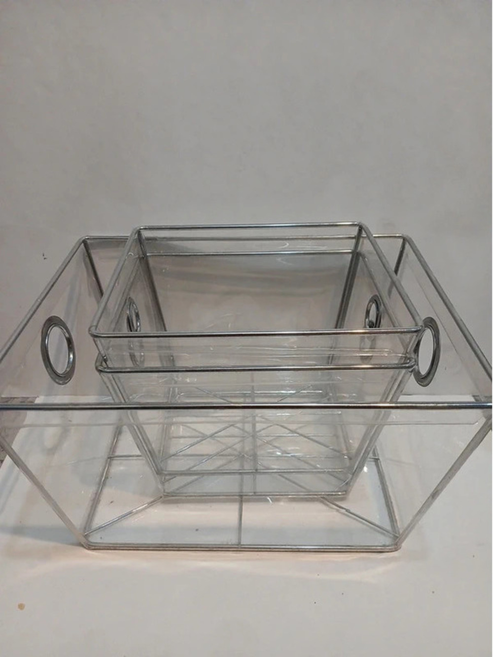 3 clear storage bins basket organizer storage
